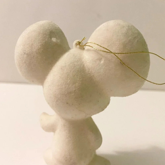 Vintage Flocked Mouse Christmas  Ornament Yellow Bow 3 Inch Tall Figure - Picture 5 of 11